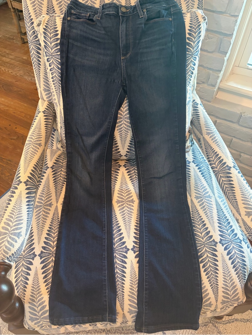 PAIGE Dark Blue Women's High Rise Manhattan Bootcut Jeans sz 27